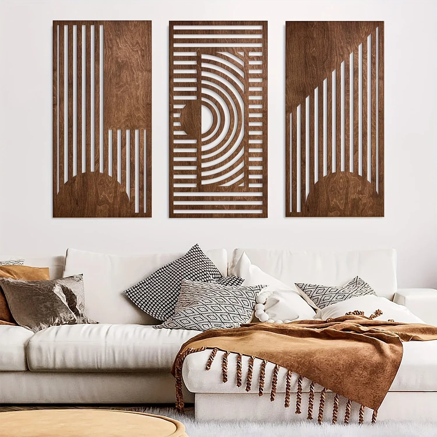 Wall Art - Abstract Geometric Wood, detail shot - House Of Avana
