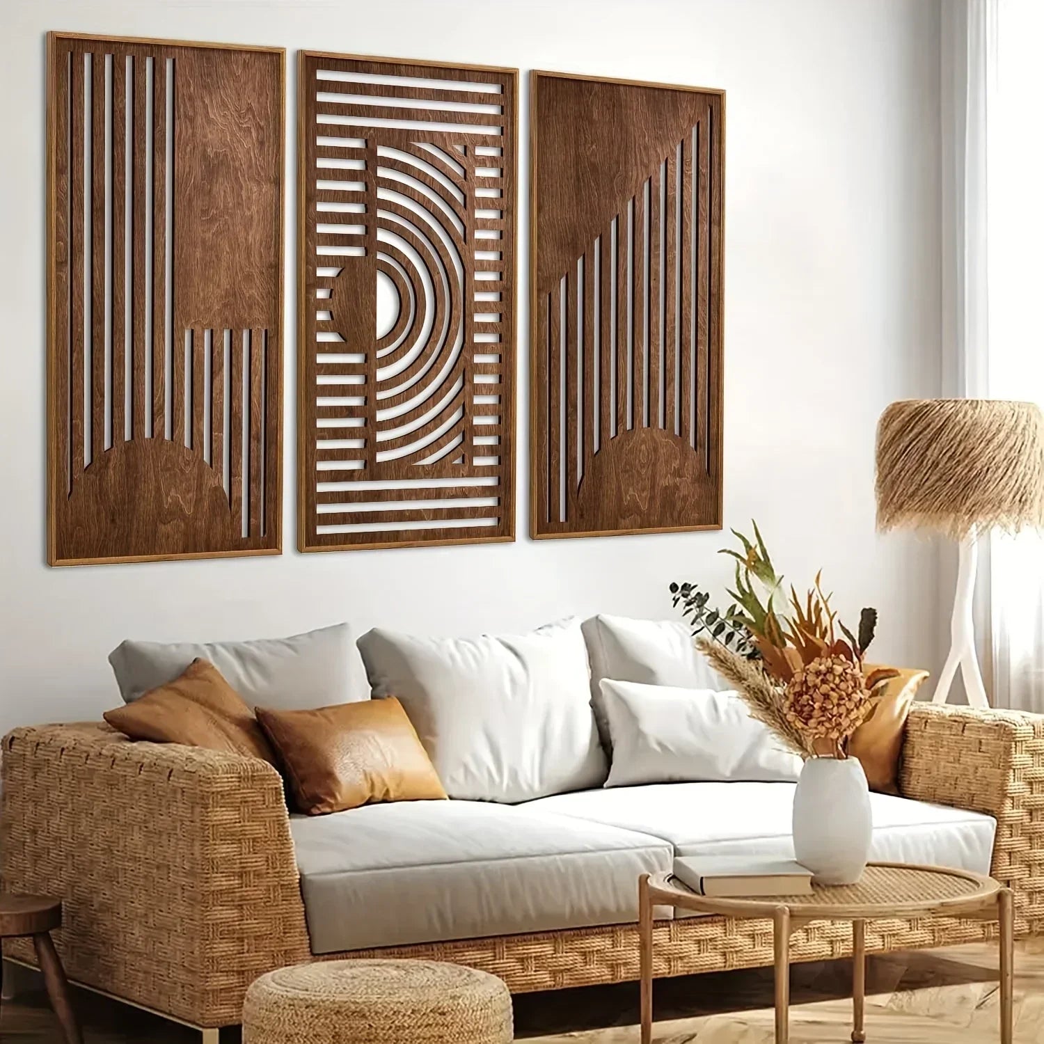 Wall Art - Abstract Geometric Wood, lifestyle image - House Of Avana
