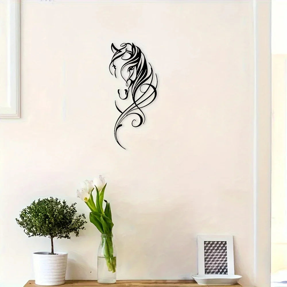 Vintage-inspired Abstract Horse Wall Art Decor, side view - House Of Avana
