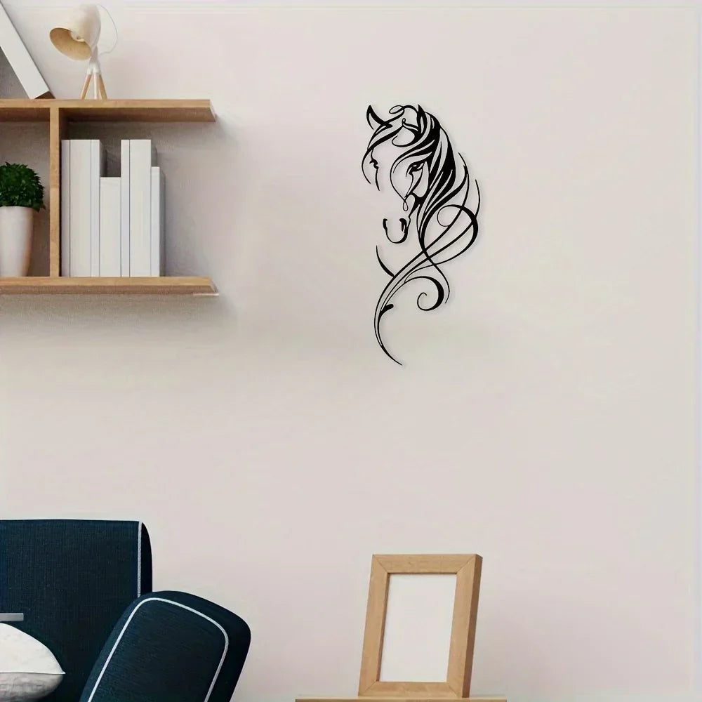 Vintage-inspired Abstract Horse Wall Art Decor, top view - House Of Avana