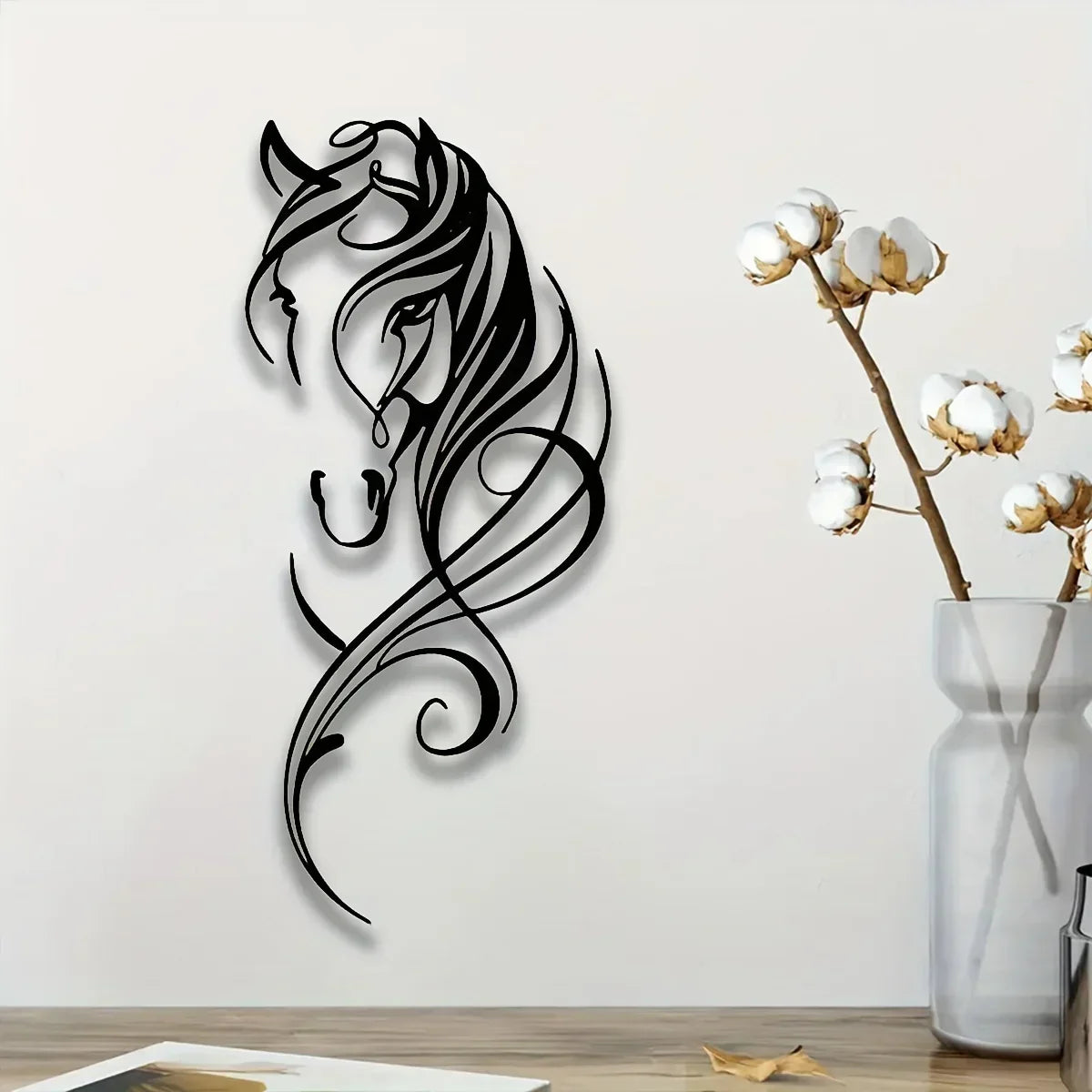 Vintage-inspired Abstract Horse Wall Art Decor, front view - House Of Avana