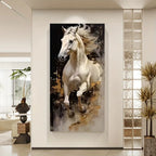Majestic White Horse Abstract Canvas Wall Art - House Of Avana