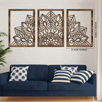 Wall Art - Brown Wood Mandala Panel, side view - House Of Avana