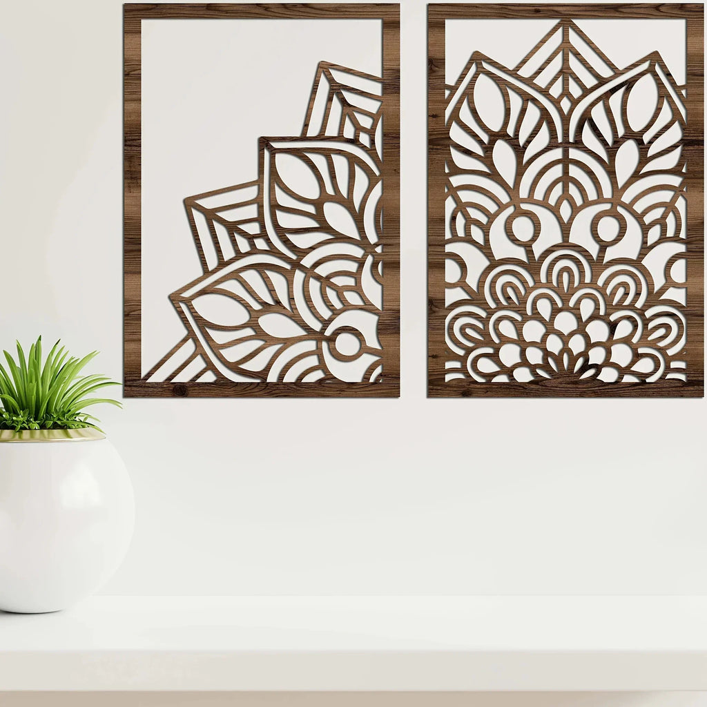 Wall Art - Brown Wood Mandala Panel, detail shot - House Of Avana