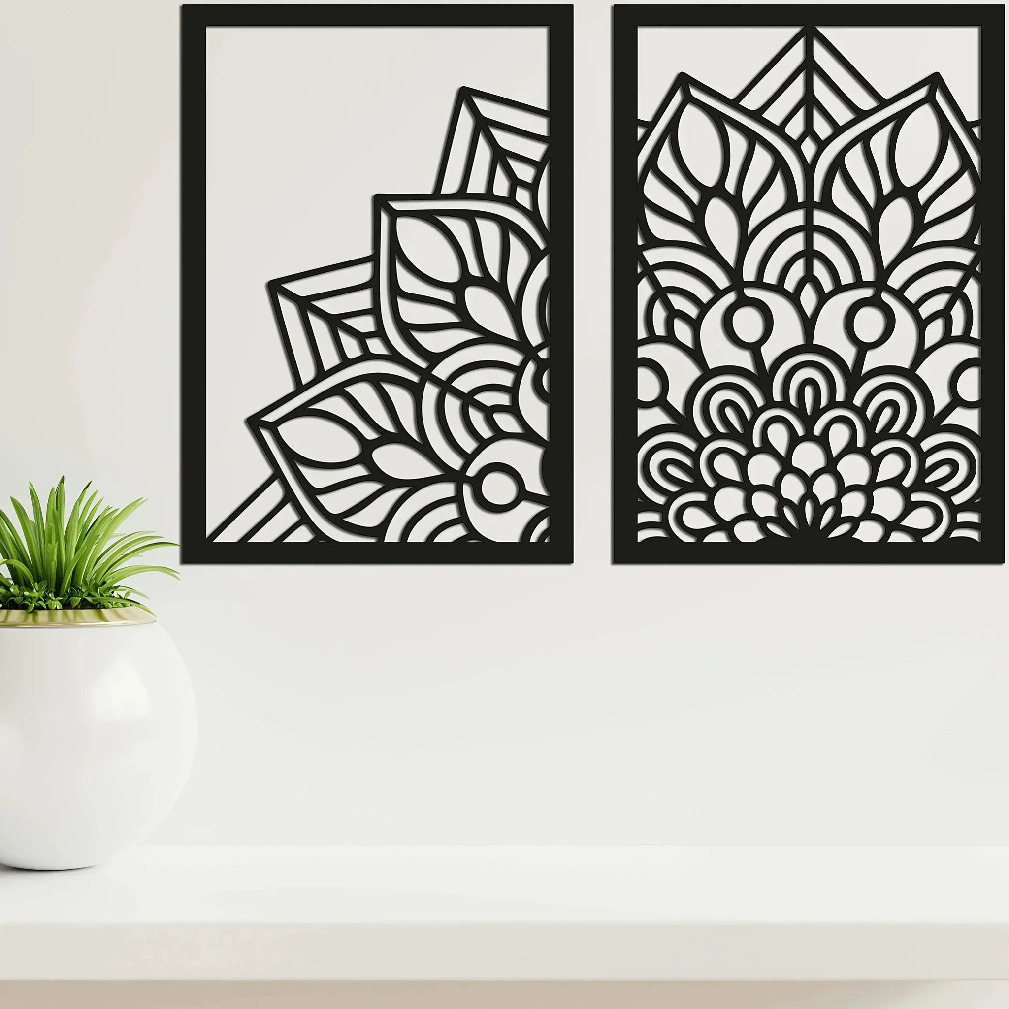 Wall Art - Brown Wood Mandala Panel, lifestyle image - House Of Avana