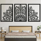 Wall Art - Brown Wood Mandala Panel, top view - House Of Avana
