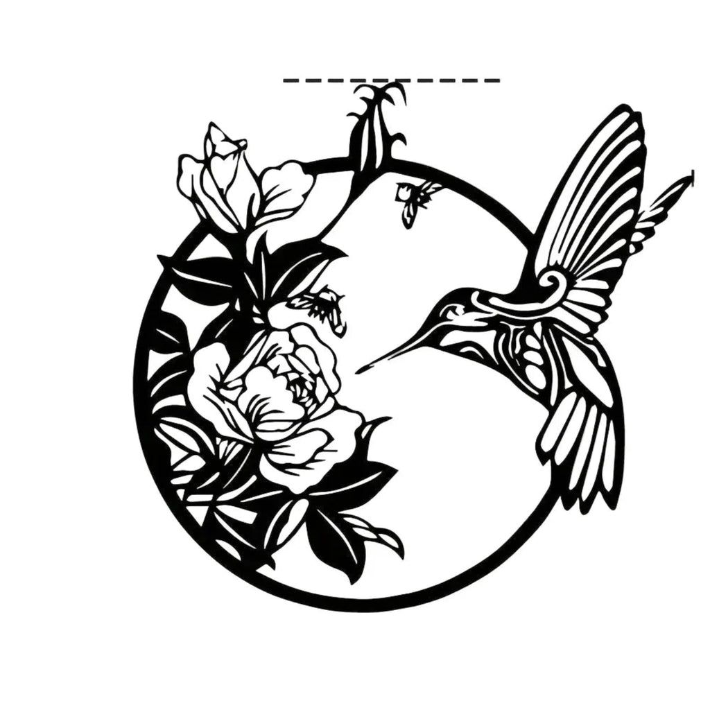 Circular Hummingbird Wall Art Decor, detail shot - House Of Avana