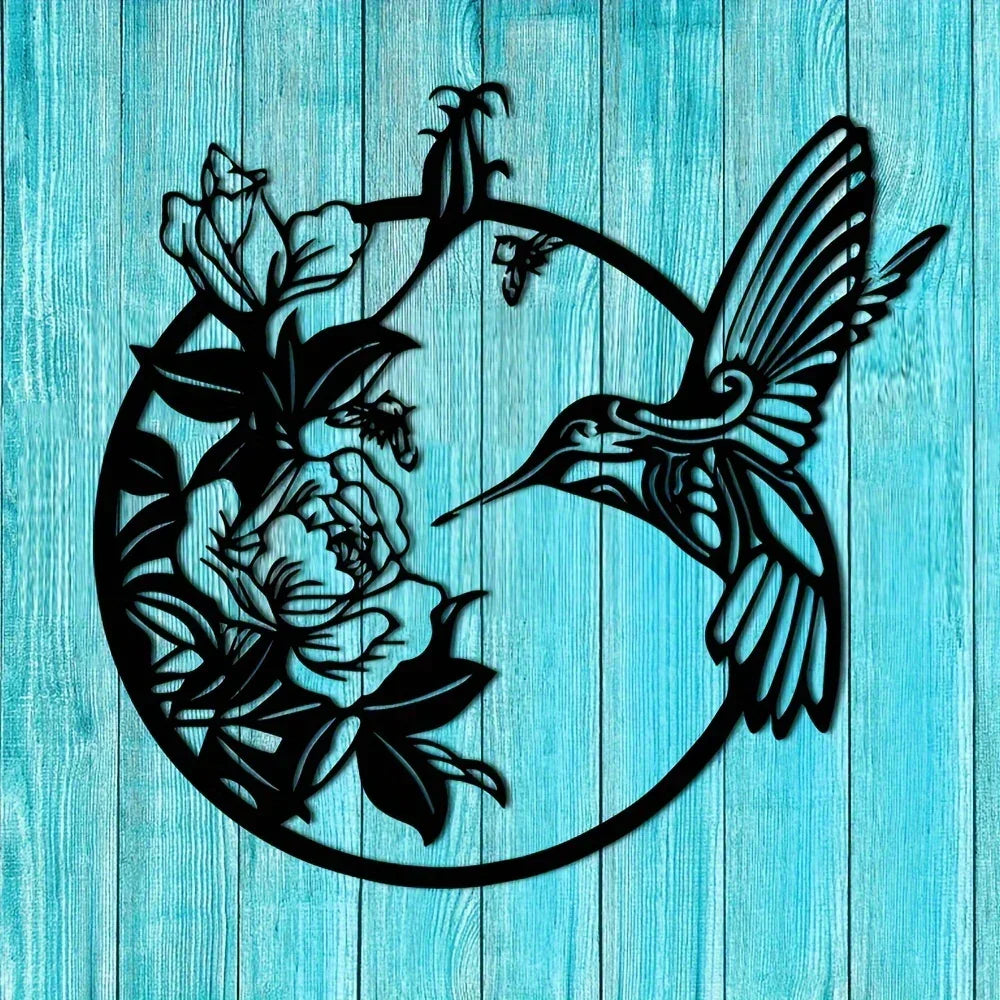 Circular Hummingbird Wall Art Decor, top view - House Of Avana