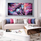 Horse Wall Art for Living Room, Colorful Canvas Wall-Art for Bedroom, Purple Animal Print Paingtings Wooden Frame - Thickness 1.5inch - House Of Avana