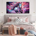 Horse Wall Art for Living Room, Colorful Canvas Wall-Art for Bedroom, Purple Animal Print Paingtings Wooden Frame - Thickness 1.5inch - House Of Avana