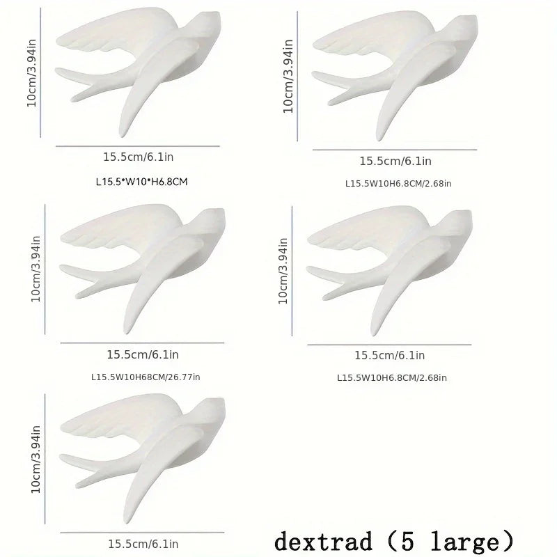 Ceramic Swallow Wall Decor Art with Delicate Design and Natural Color, dimensions view - House Of Avana