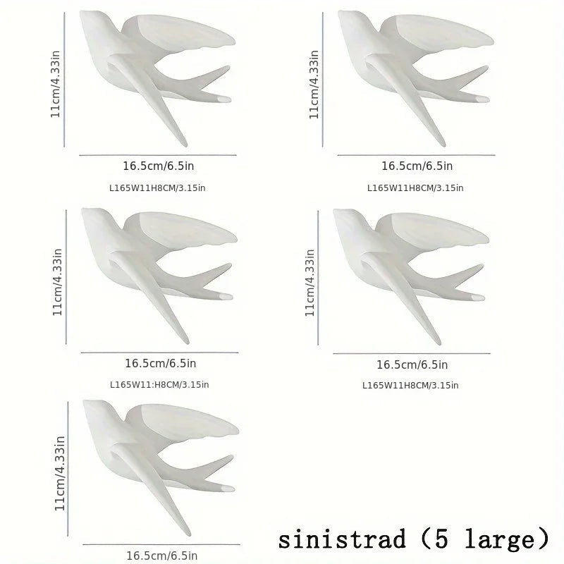 Ceramic Swallow Wall Decor Art with Delicate Design and Natural Color, angled view - House Of Avana [[SKU:HOA-WAL-405]]