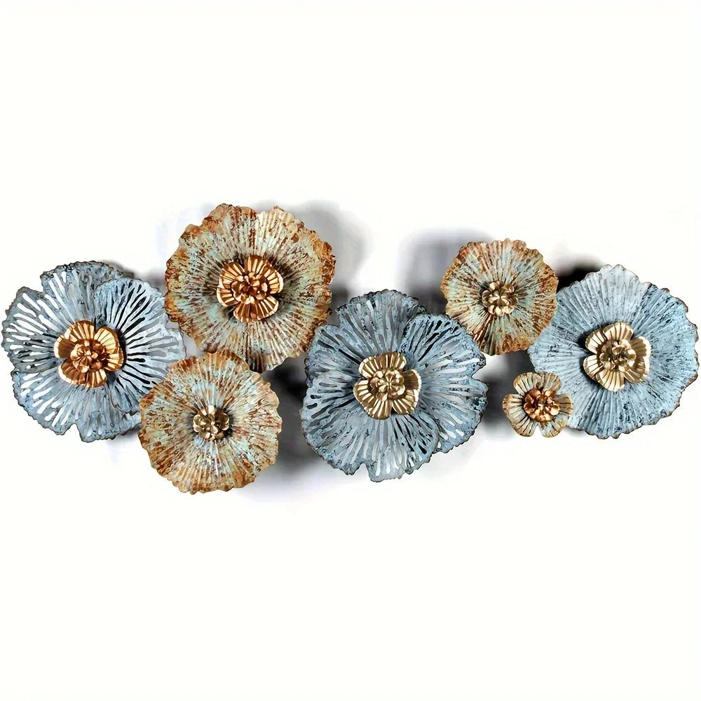 Multi-color Distressed Flower Metal Wall Art - House Of Avana