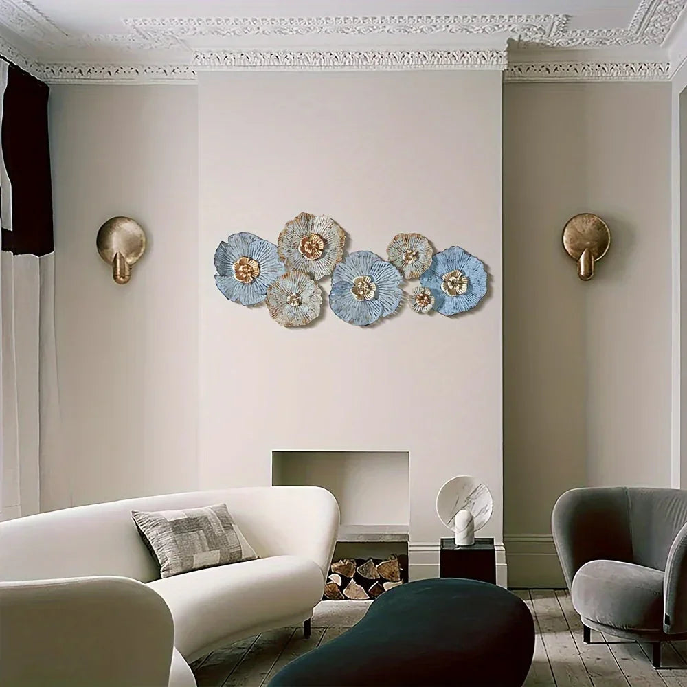 Multi-color Distressed Flower Metal Wall Art - House Of Avana