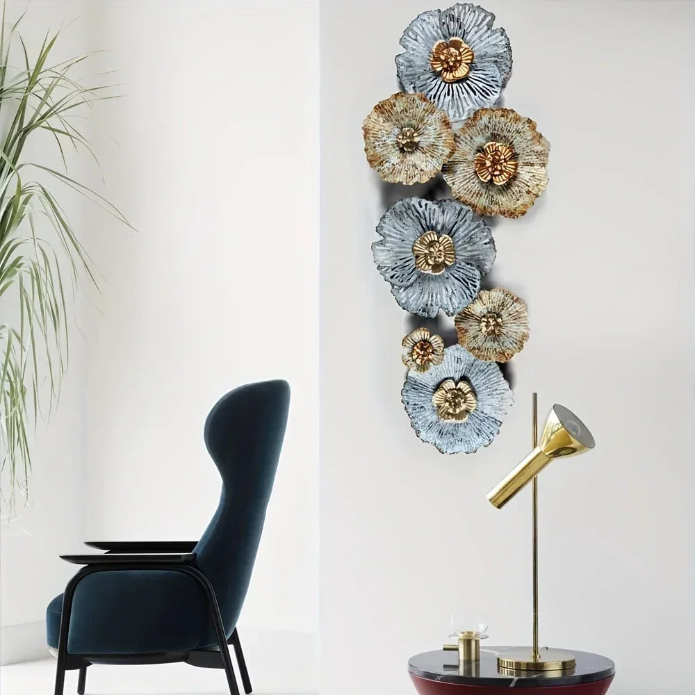 Multi-color Distressed Flower Metal Wall Art - House Of Avana