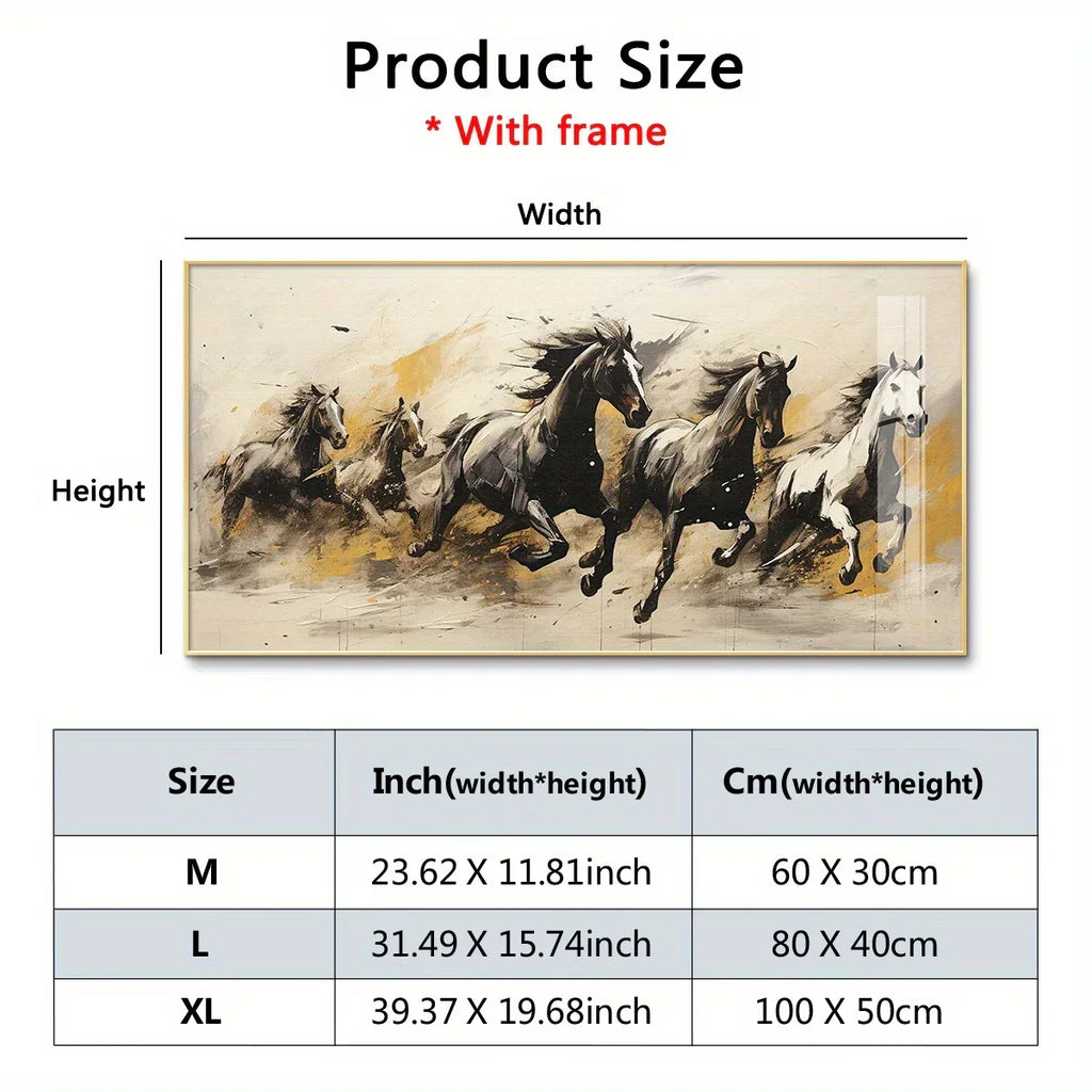 Hd Printed Horse Wall Art Canvas Painting, Paintings for Living Room Wall Home Decor (with Frame), back view - House Of Avana