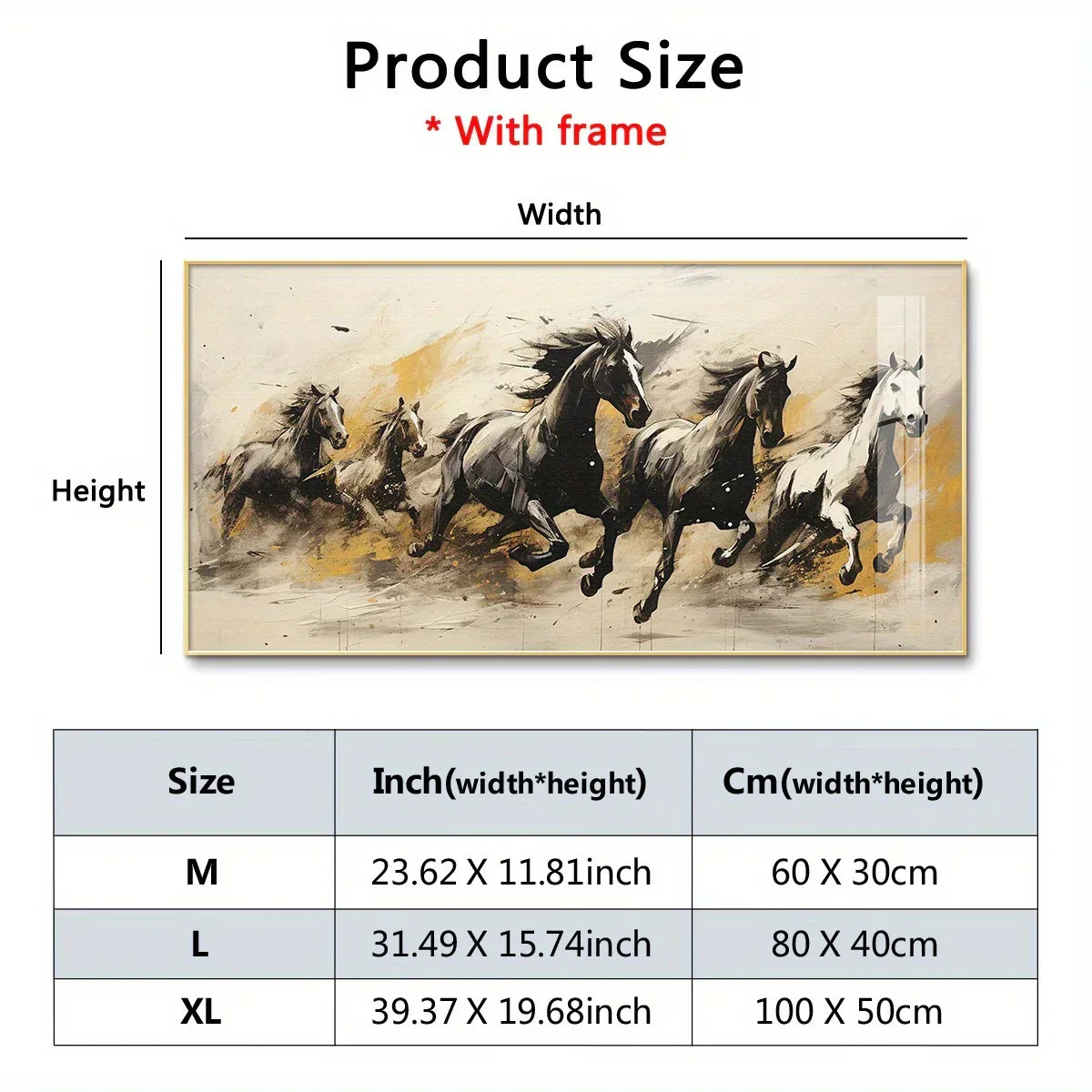 Hd Printed Horse Wall Art Canvas Painting, Paintings for Living Room Wall Home Decor (with Frame), back view - House Of Avana
