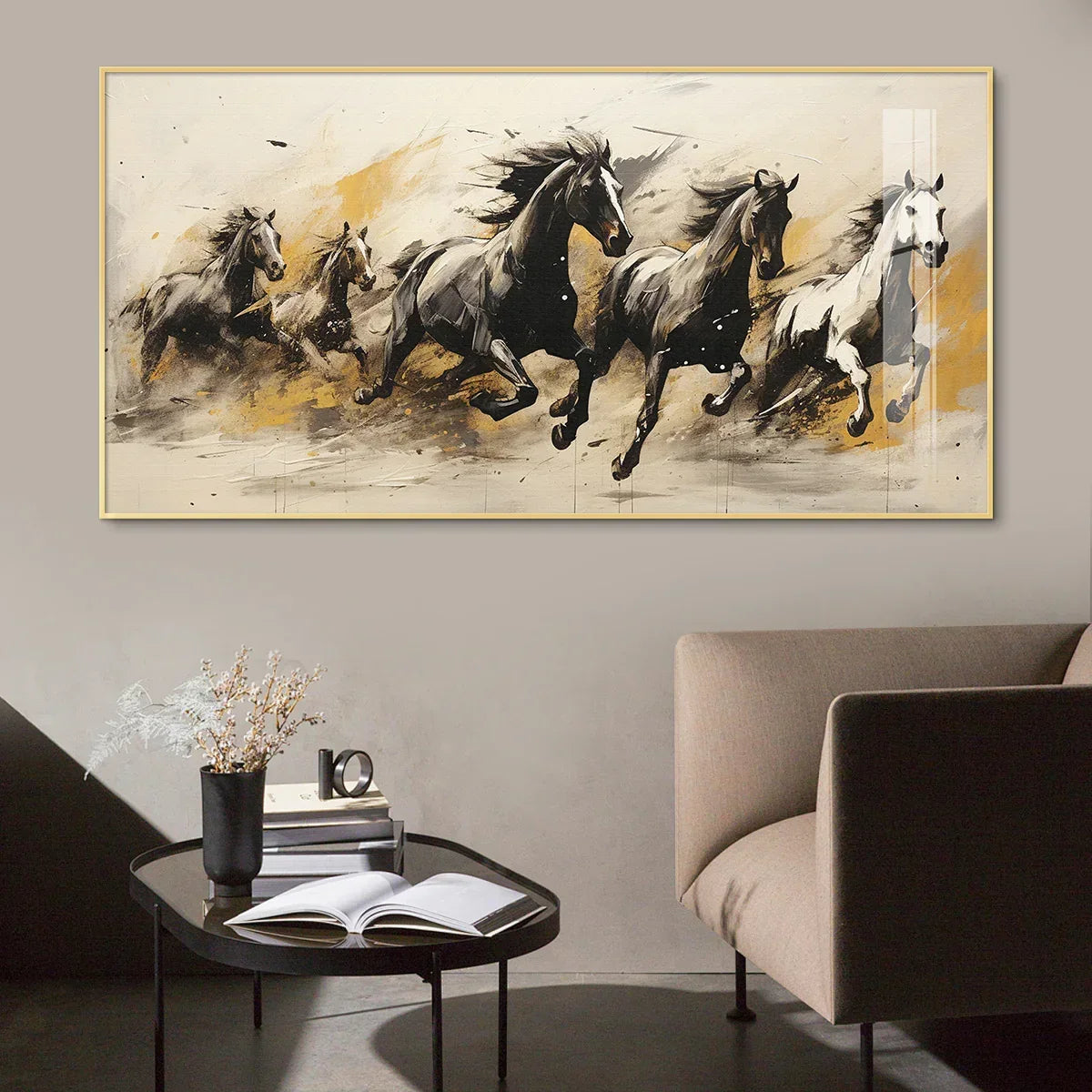Hd Printed Horse Wall Art Canvas Painting, Paintings for Living Room Wall Home Decor (with Frame), front... - House Of Avana