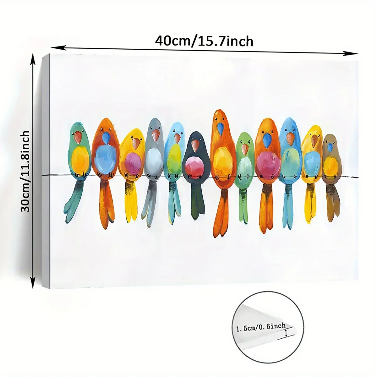 Colorful Birds Wall Art – Hand-painted Canvas with Wooden Frame, Whimsical Bird Painting, Perfect for... - House Of Avana