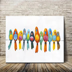 Colorful Birds Wall Art – Hand-painted Canvas with Wooden Frame, Whimsical Bird Painting, Perfect for... - House Of Avana