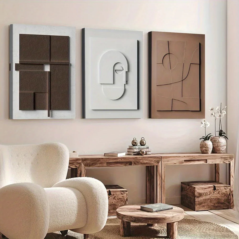 Wall Art - Modern Abstract Neutral Horizontal, angled view - House Of Avana