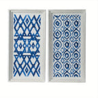 Modern Blue and White Hanging Sculptures Set of 2 - 12.5" x 24.5" - Wall Art Decor for Home Renovation - House Of Avana
