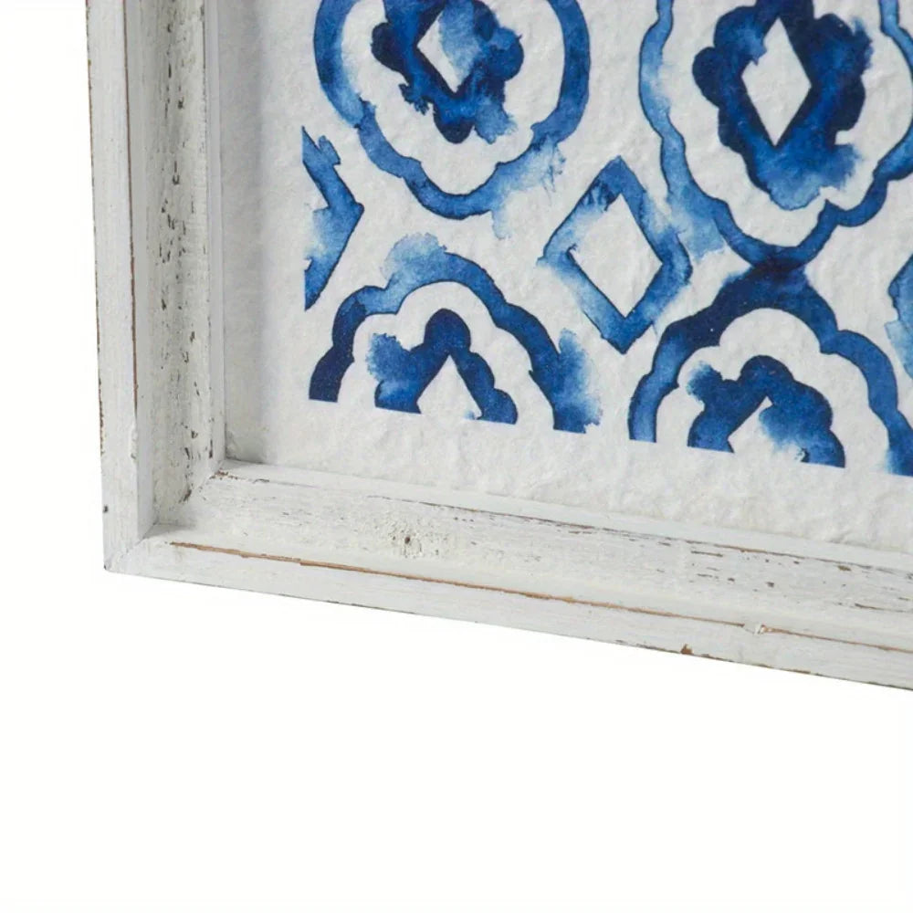 Modern Blue and White Hanging Sculptures Set of 2 - 12.5" x 24.5" - Wall Art Decor for Home Renovation - House Of Avana