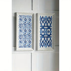Modern Blue and White Hanging Sculptures Set of 2 - 12.5" x 24.5" - Wall Art Decor for Home Renovation - House Of Avana