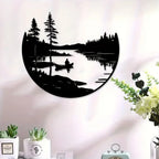 Metal Wall Art - Mountain Lake Silver Sculpture, back view - House Of Avana