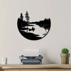 Metal Wall Art - Mountain Lake Silver Sculpture, lifestyle image - House Of Avana