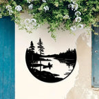 Metal Wall Art - Mountain Lake Silver Sculpture, angled view - House Of Avana
