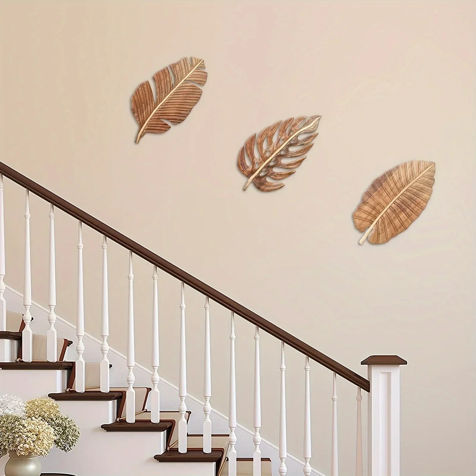 Wall Art - Rustic Mango Wood Leaf, back view - House Of Avana