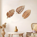 Wall Art - Rustic Mango Wood Leaf, front view - House Of Avana