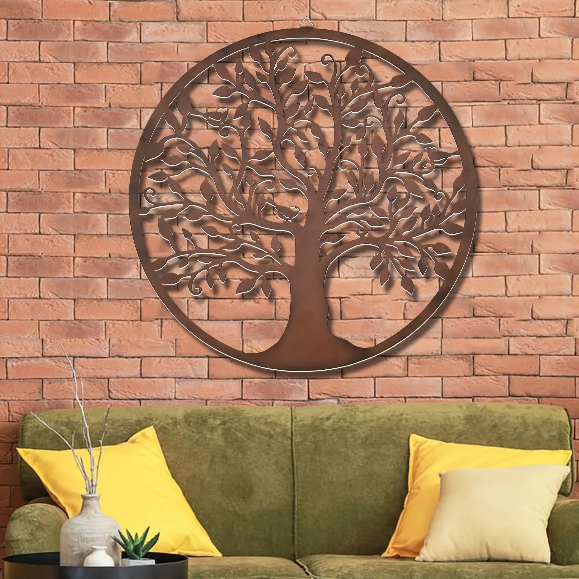 Rustic 13.78inch Metal Tree of Life Wall Art - Vintage Style, Real Rustic Finish, Perfect for Home & Outdoor Decor, Ideal for Christmas/Easter/Thanksgiving, Tree Decor House Of Avana