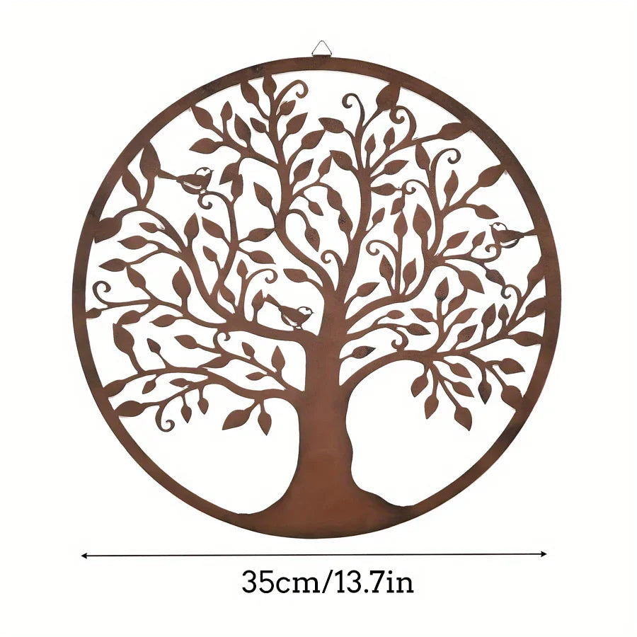 Rustic 13.78inch Metal Tree of Life Wall Art - Vintage Style, Real Rustic Finish, Perfect for Home & Outdoor Decor, Ideal for Christmas/Easter/Thanksgiving, Tree Decor House Of Avana