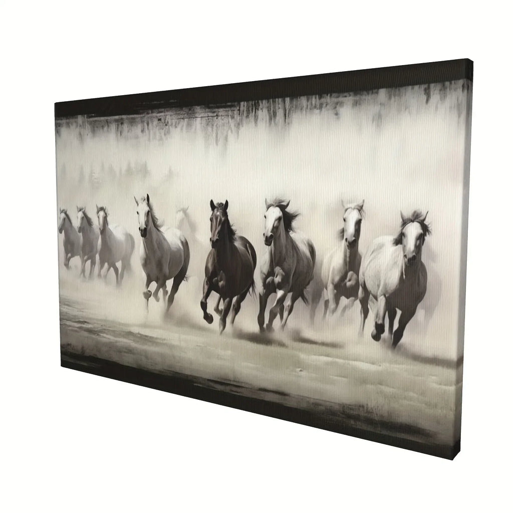 Gallery-wrapped Horses Canvas Wall Art Print - Vibrant & Moisture-resistant, High-definition Framed... - House Of Avana