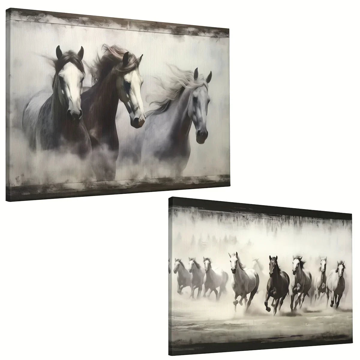 Gallery-wrapped Horses Canvas Wall Art Print - Vibrant & Moisture-resistant, High-definition Framed... - House Of Avana