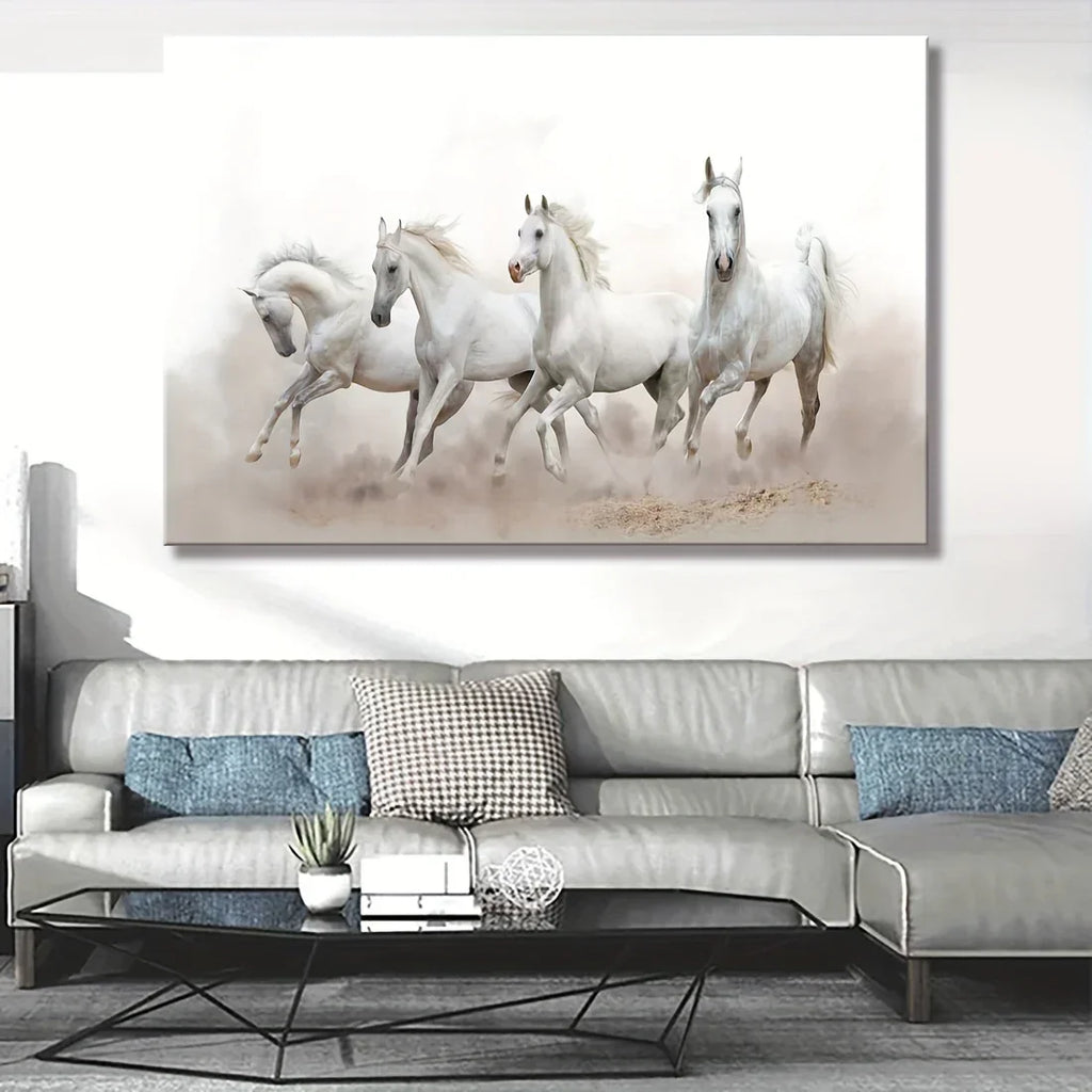1pc Canvas, Modern Art, Horse, Landscape Art, Wall Decoration, Art Spray Painting, Ideal Gift For Bedroom Living Room Corridor, Wall Art, Wall Decor, Fall Decor, Wall Decor, Room Decoration, Wooden Frame - Thickness 1.5inch - House Of Avana