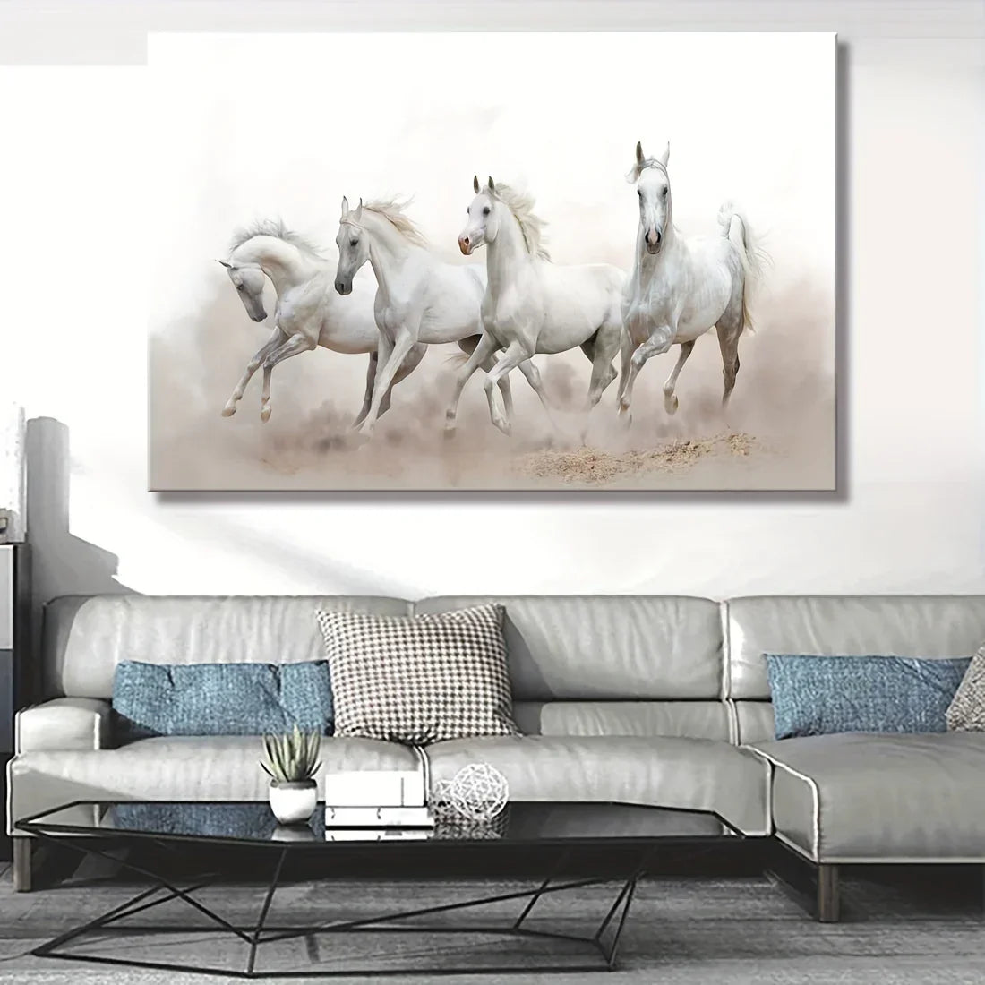 1pc Canvas, Modern Art, Horse, Landscape Art, Wall Decoration, Art Spray Painting, Ideal Gift For Bedroom Living Room Corridor, Wall Art, Wall Decor, Fall Decor, Wall Decor, Room Decoration, Wooden Frame - Thickness 1.5inch - House Of Avana