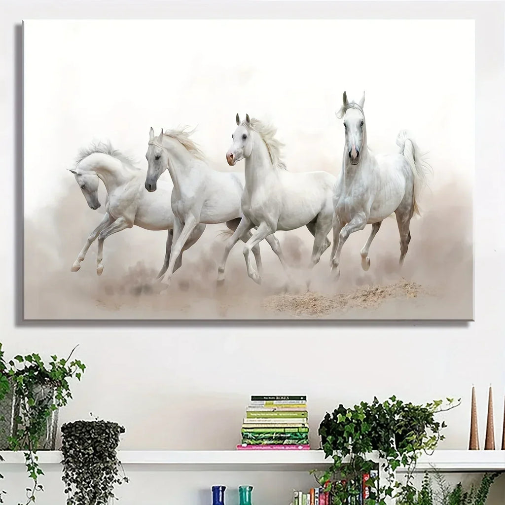 1pc Canvas, Modern Art, Horse, Landscape Art, Wall Decoration, Art Spray Painting, Ideal Gift For Bedroom Living Room Corridor, Wall Art, Wall Decor, Fall Decor, Wall Decor, Room Decoration, Wooden Frame - Thickness 1.5inch - House Of Avana
