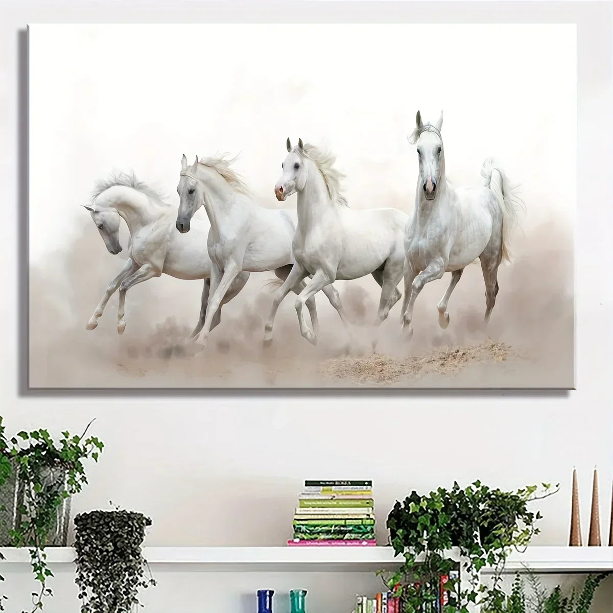 1pc Canvas, Modern Art, Horse, Landscape Art, Wall Decoration, Art Spray Painting, Ideal Gift For Bedroom Living Room Corridor, Wall Art, Wall Decor, Fall Decor, Wall Decor, Room Decoration, Wooden Frame - Thickness 1.5inch - House Of Avana