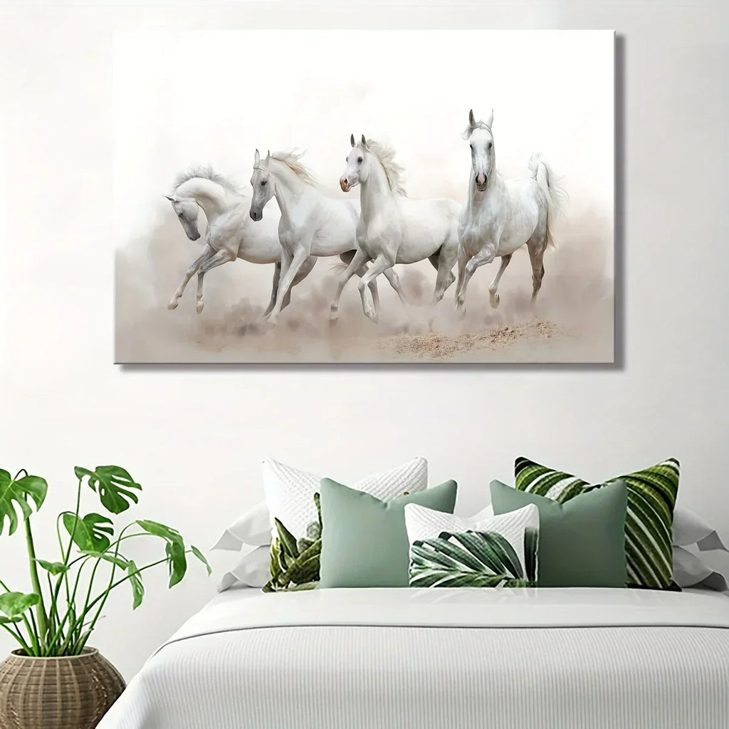 1pc Canvas, Modern Art, Horse, Landscape Art, Wall Decoration, Art Spray Painting, Ideal Gift For Bedroom Living Room Corridor, Wall Art, Wall Decor, Fall Decor, Wall Decor, Room Decoration, Wooden Frame - Thickness 1.5inch - House Of Avana