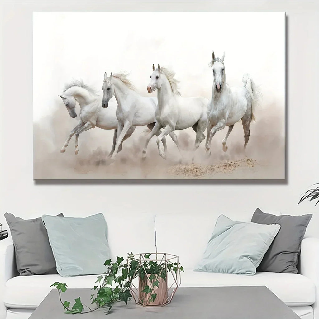 1pc Canvas, Modern Art, Horse, Landscape Art, Wall Decoration, Art Spray Painting, Ideal Gift For Bedroom Living Room Corridor, Wall Art, Wall Decor, Fall Decor, Wall Decor, Room Decoration, Wooden Frame - Thickness 1.5inch - House Of Avana