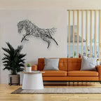 Vintage Black Horse Iron Wall Art, back view - House Of Avana