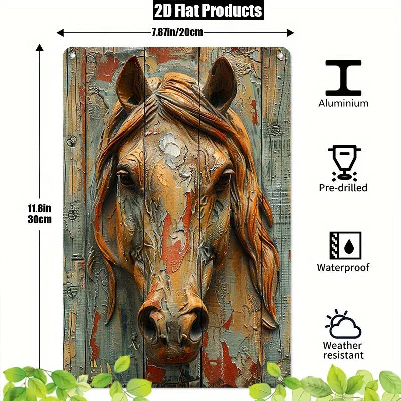 Aluminum Horse Wall Art Decor Sign - , 2d Flat Printed Vintage Metal Plaque for Home, Cafe, Bar, Club -... - House Of Avana