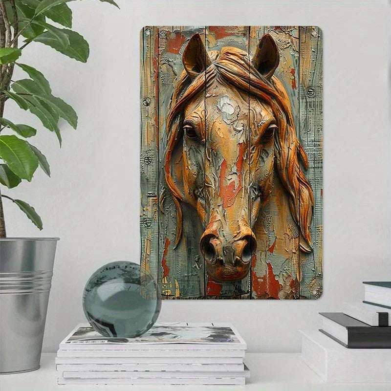 Aluminum Horse Wall Art Decor Sign - , 2d Flat Printed Vintage Metal Plaque for Home, Cafe, Bar, Club -... - House Of Avana