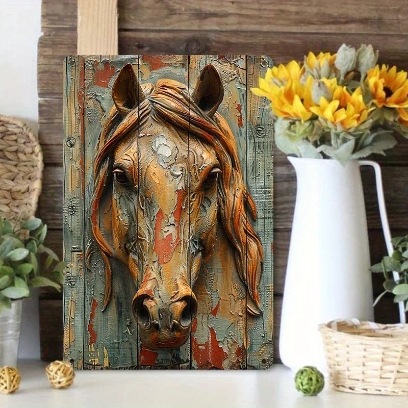 Aluminum Horse Wall Art Decor Sign - , 2d Flat Printed Vintage Metal Plaque for Home, Cafe, Bar, Club -... - House Of Avana