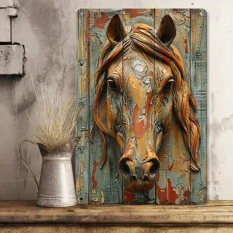 Aluminum Horse Wall Art Decor Sign - , 2d Flat Printed Vintage Metal Plaque for Home, Cafe, Bar, Club -... - House Of Avana