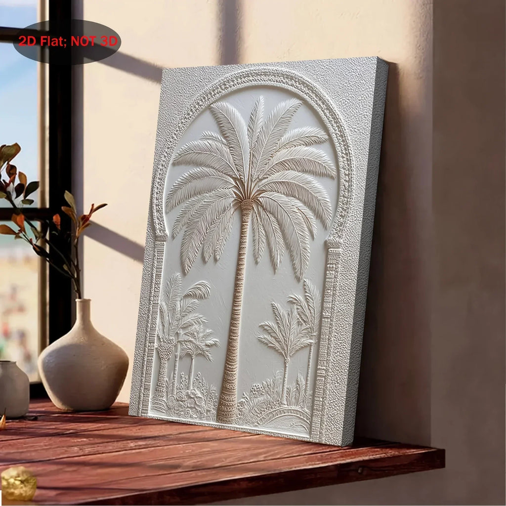 Wall Art - Vintage White Wood Palm Tree, side view - House Of Avana