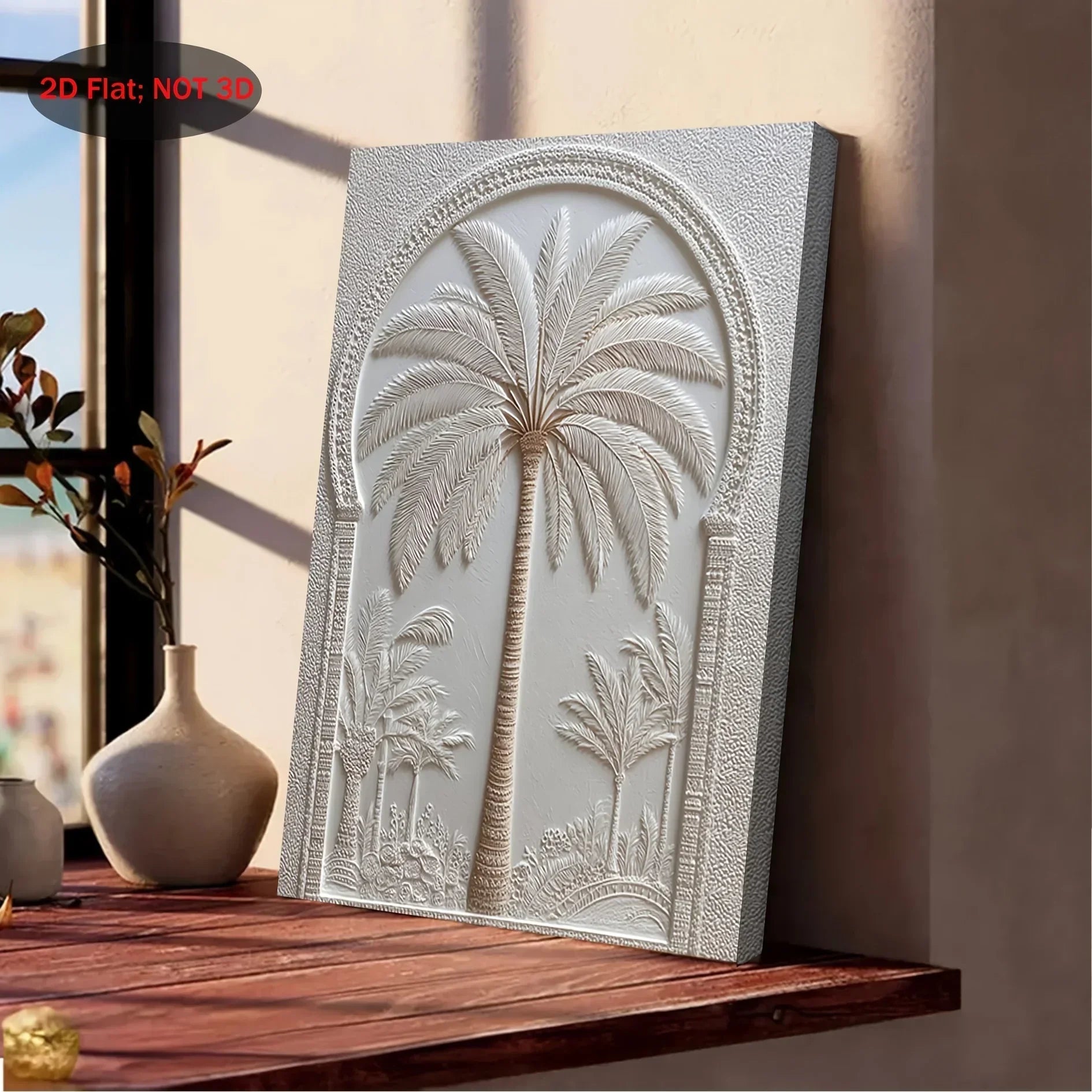 Wall Art - Vintage White Wood Palm Tree, side view - House Of Avana